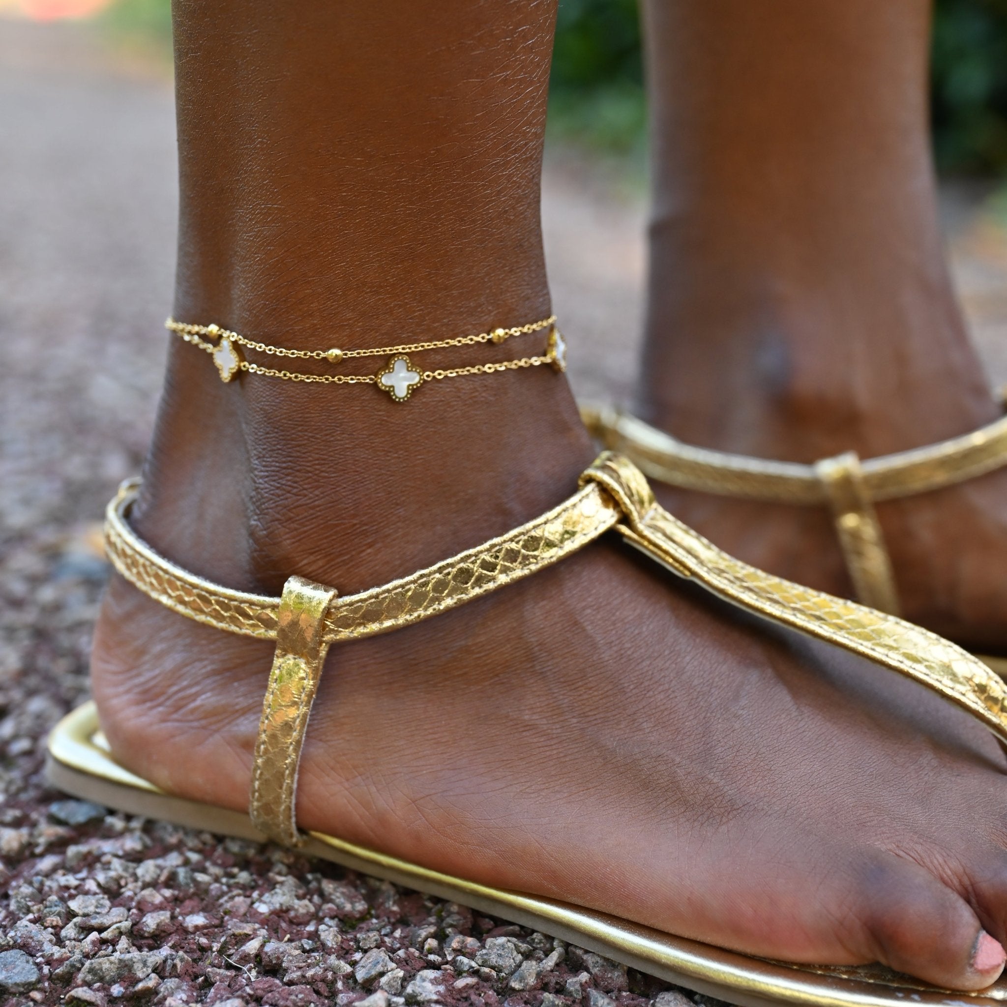 Double Chain Clover Anklet - EzaVision - Anklet - Double Chain Clover Anklet - EzaVision