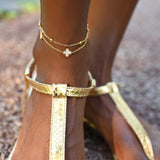 Double Chain Clover Anklet - EzaVision - Anklet - Double Chain Clover Anklet - EzaVision