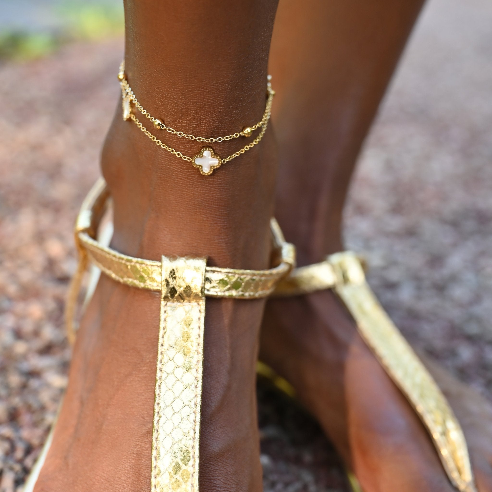 Double Chain Clover Anklet - EzaVision - Anklet - Double Chain Clover Anklet - EzaVision