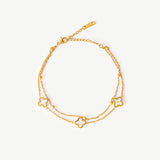 Double Chain Clover Anklet - EzaVision - Anklet -
