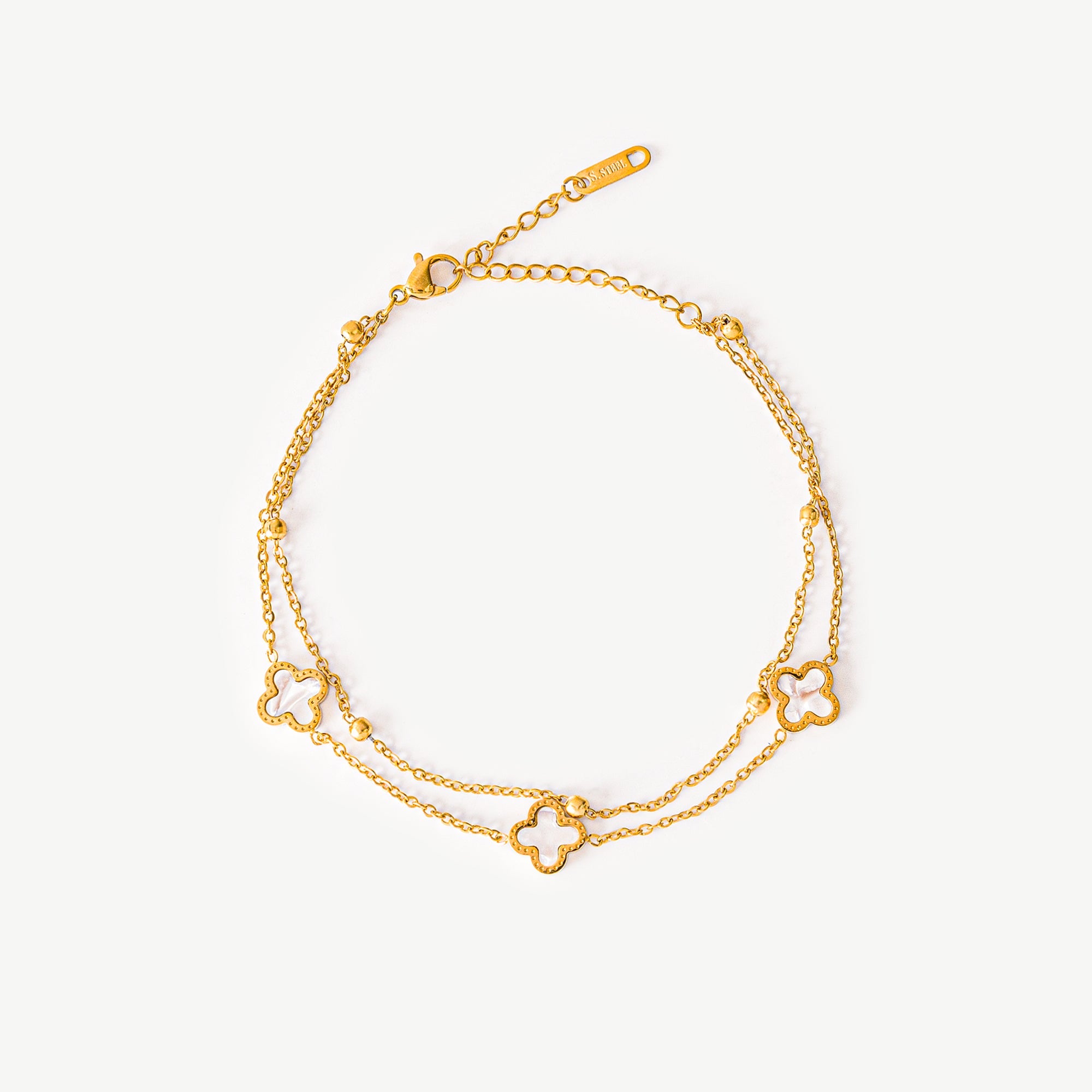 Double Chain Clover Anklet - EzaVision - Anklet -